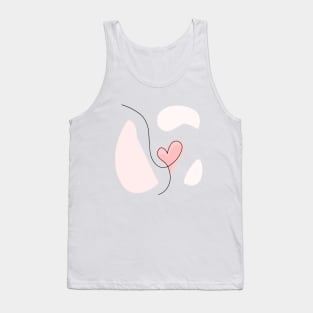 Heart One Line Art - Abstract Heart Single Line - Heart Continuous Line Tank Top